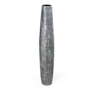 HomeRoots 49" Silver Ceramic Cylinder Floor Vase - Modern Home Decor Accent for Elegant Floral Arrangements 576770
