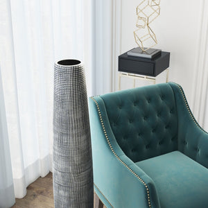 HomeRoots 49" Silver Ceramic Cylinder Floor Vase - Modern Home Decor Accent for Elegant Floral Arrangements 576770