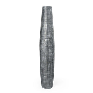 HomeRoots 49" Silver Ceramic Cylinder Floor Vase - Modern Home Decor Accent for Elegant Floral Arrangements 576770