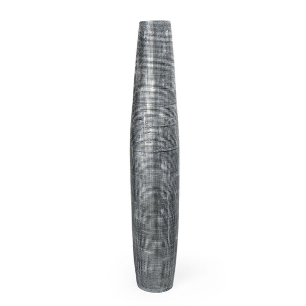 HomeRoots 49" Silver Ceramic Cylinder Floor Vase - Modern Home Decor Accent for Elegant Floral Arrangements 576770