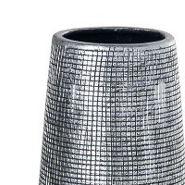HomeRoots 49" Silver Ceramic Cylinder Floor Vase - Modern Home Decor Accent for Elegant Floral Arrangements 576770