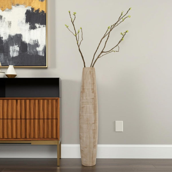 HomeRoots 40" Gold Geometric Cylinder Ceramic Floor Vase - Modern Rustic Decor for Stylish Interiors & Gifts 576771