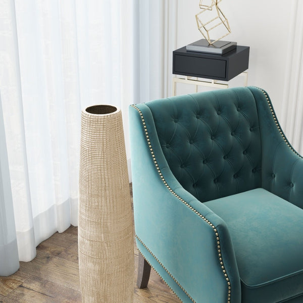 HomeRoots 40" Gold Geometric Cylinder Ceramic Floor Vase - Modern Rustic Decor for Stylish Interiors & Gifts 576771