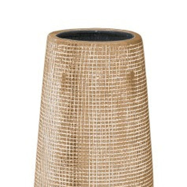 HomeRoots 40" Gold Geometric Cylinder Ceramic Floor Vase - Modern Rustic Decor for Stylish Interiors & Gifts 576771