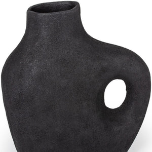 Homeroots 12" Black Aluminum Modern Abstract Table Vase – Unique Home Decor Accent For Contemporary Spaces  Aluminum 576776