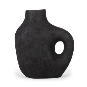 Homeroots 12" Black Aluminum Modern Abstract Table Vase – Unique Home Decor Accent For Contemporary Spaces  Aluminum 576776