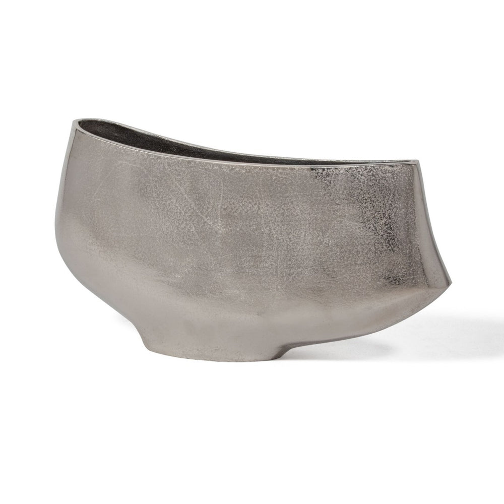 HomeRoots 10" Nickel Aluminum Table Vase - Modern Sculptural Accent for Home Decor & Gorgeous Floral Displays 576780