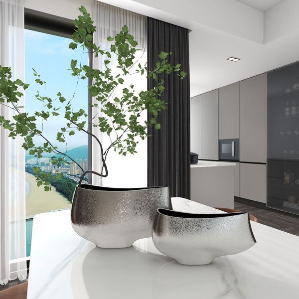 Homeroots 10" Nickel Aluminum Table Vase - Modern Chic Centerpiece For Home Decor, Durable & Stylish Design  Aluminum 576780