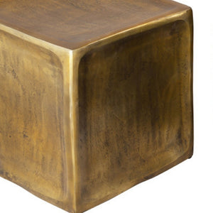 HomeRoots Set of Two Vintage-Industrial Aluminum Square End Tables in Black, Silver, and Brass Finish 576789