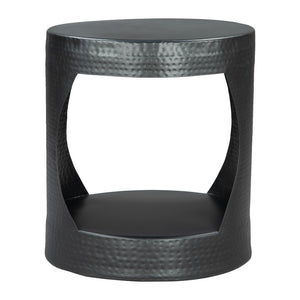 Homeroots 20" Black Iron Round Floor Shelf End Table - Stylish, Versatile Design For Living Room Or Entryway Use   576790