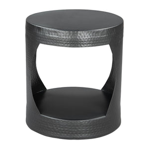 Homeroots 20" Black Iron Round Floor Shelf End Table - Stylish, Versatile Design For Living Room Or Entryway Use   576790