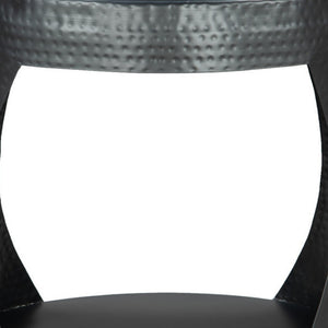 Homeroots 20" Black Iron Round Floor Shelf End Table - Stylish, Versatile Design For Living Room Or Entryway Use   576790