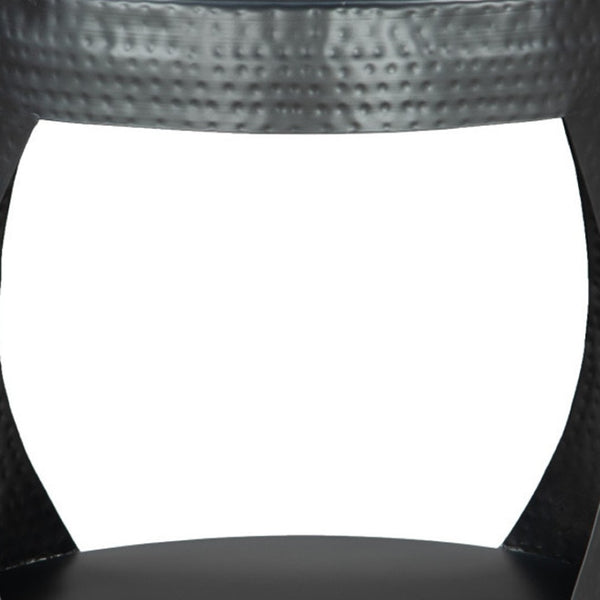 Homeroots 20" Black Iron Round Floor Shelf End Table - Stylish, Versatile Design For Living Room Or Entryway Use   576790