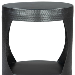 Homeroots 20" Black Iron Round Floor Shelf End Table - Stylish, Versatile Design For Living Room Or Entryway Use   576790