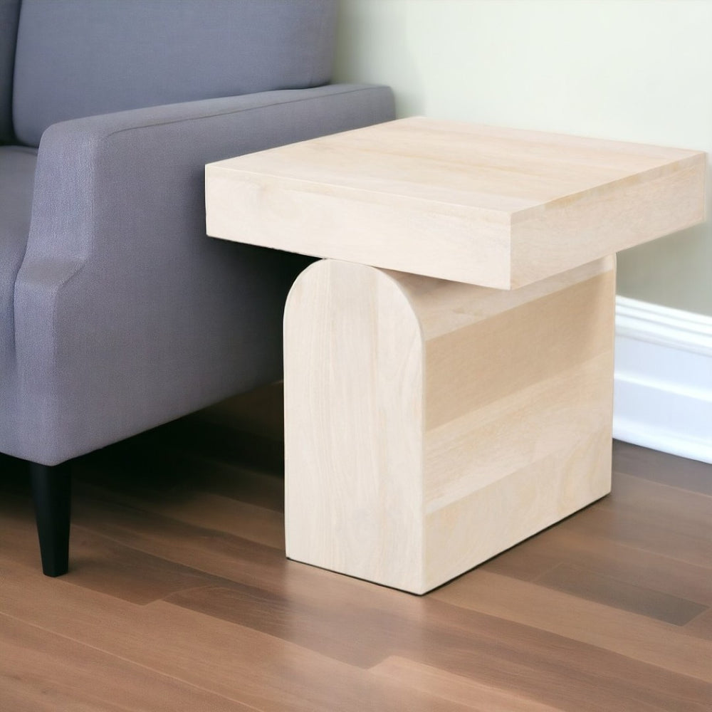 HomeRoots 22" Solid Wood Square Pedestal End Table - Natural Finish, Stylish & Versatile for Any Space 576791