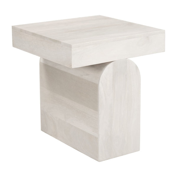 HomeRoots 22" Solid Wood Square Pedestal End Table - Natural Finish, Stylish & Versatile for Any Space 576791