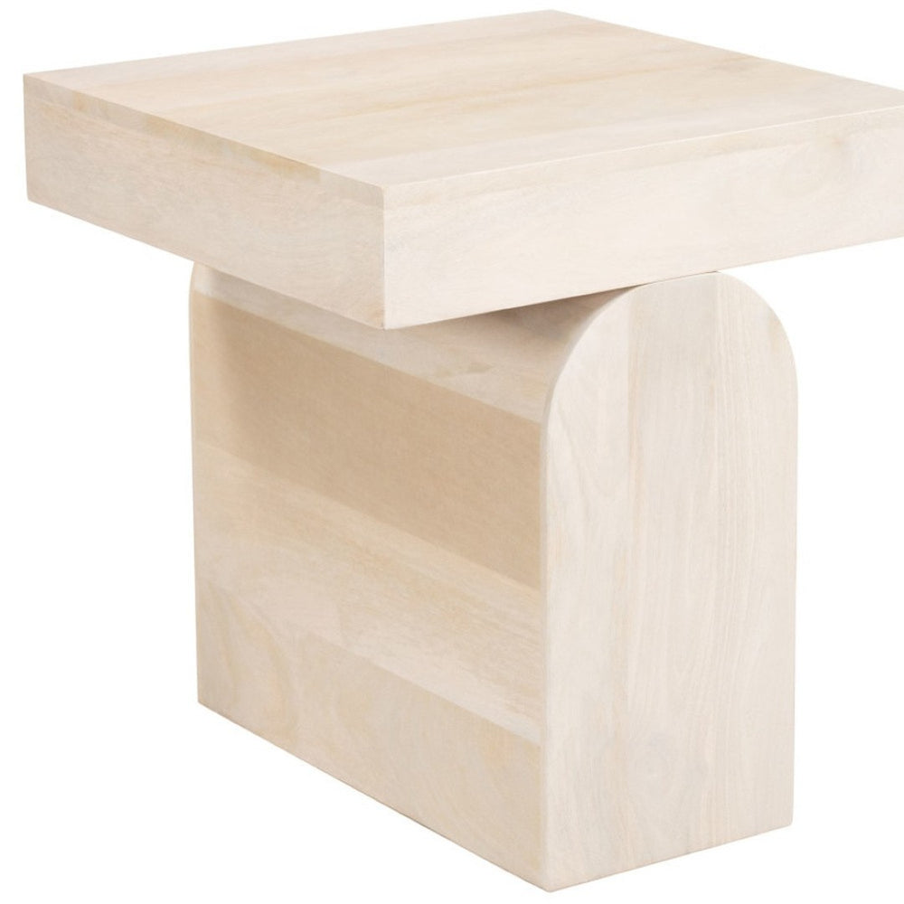 HomeRoots 22" Solid Wood Square Pedestal End Table - Natural Finish, Stylish & Versatile for Any Space 576791