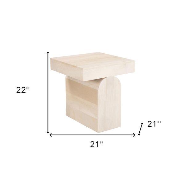 HomeRoots 22" Solid Wood Square Pedestal End Table - Natural Finish, Stylish & Versatile for Any Space 576791