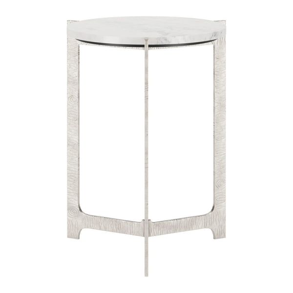 HomeRoots 25" Elegant White Marble Round End Table with Silver Aluminum Cross Legs - Modern Accent Piece 576794