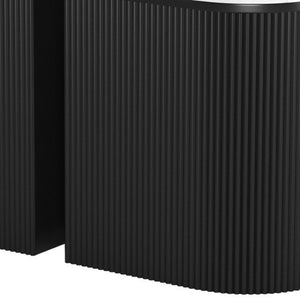 HomeRoots Set of Two Stylish Black and White Oval End Tables with Solid Wood Bases and Marble Tops 576795