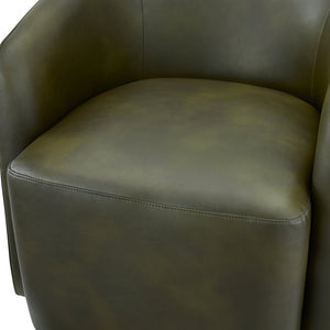 English Elm Ardena Fern Green Faux Leather Swivel Barrel Chair with Pocket Coil Seat, 360° Swivel, Compact Chic B050P322597