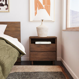 Butler Specialty Halmstad Elegant Wood Panel Nightstand With 3 Drawers For Stylish Bedroom Storage Solutions Brown Mdf,Mindi Solids,Mindi Veneer 5768188-butler