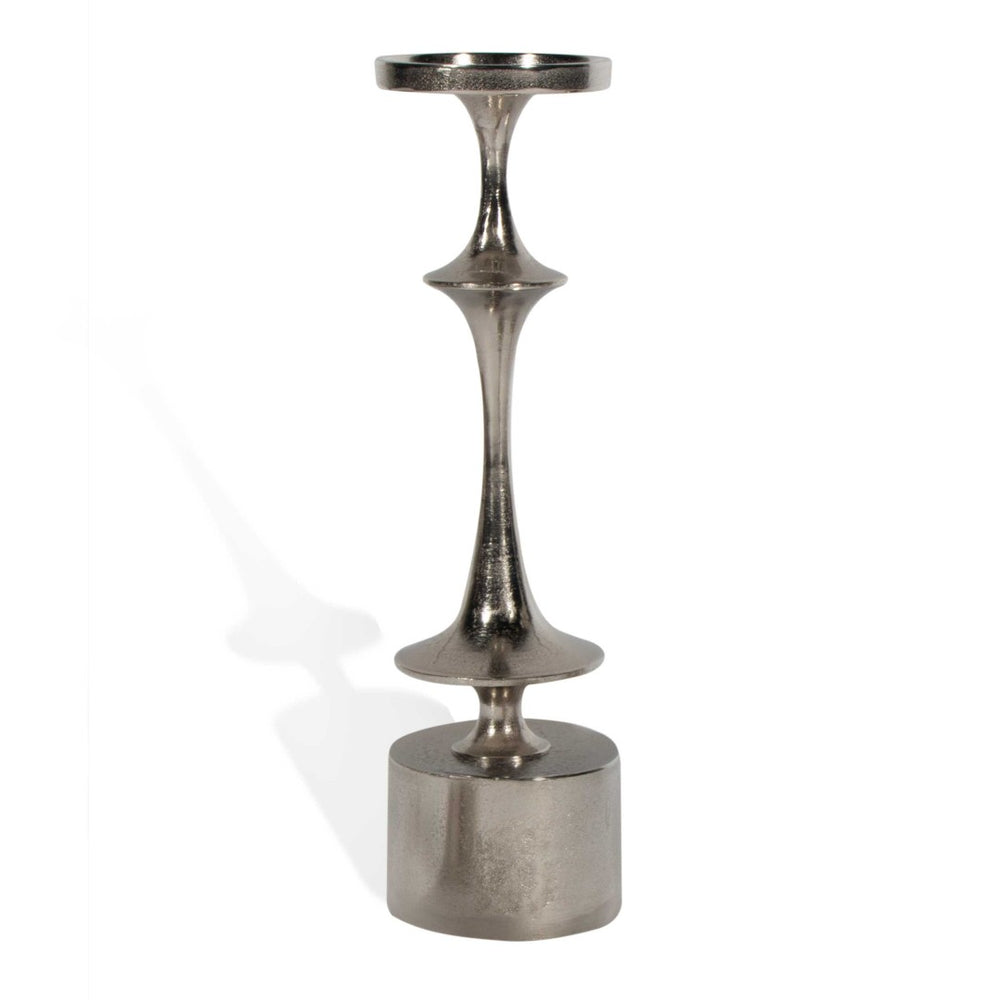HomeRoots 18" Silver Distressed Geometric Candle Holder - Modern Vintage Decor for Tabletops & Mantles 576822