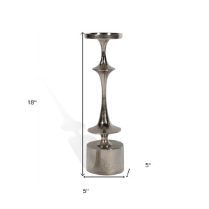 Homeroots 18" Silver Distressed Geometric Metal Tabletop Candle Holder – Chic Accent For Modern Home Decor   576822
