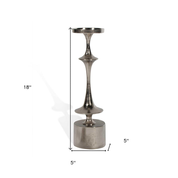 Homeroots 18" Silver Distressed Geometric Metal Tabletop Candle Holder – Chic Accent For Modern Home Decor   576822
