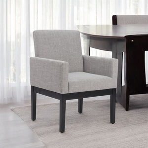 HomeRoots Gray Upholstered Fabric Dining Arm Chair – Modern Comfort with Stylish Black Legs for Versatile Use 576827