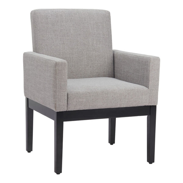 HomeRoots Gray Upholstered Fabric Dining Arm Chair – Modern Comfort with Stylish Black Legs for Versatile Use 576827