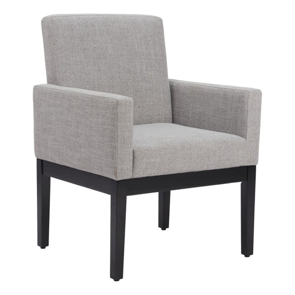 HomeRoots Gray Upholstered Fabric Dining Arm Chair – Modern Comfort with Stylish Black Legs for Versatile Use 576827