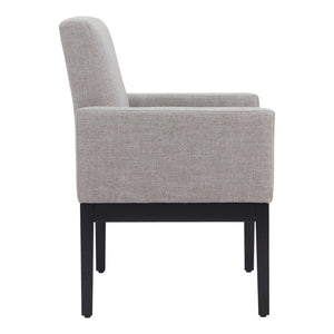HomeRoots Gray Upholstered Fabric Dining Arm Chair – Modern Comfort with Stylish Black Legs for Versatile Use 576827