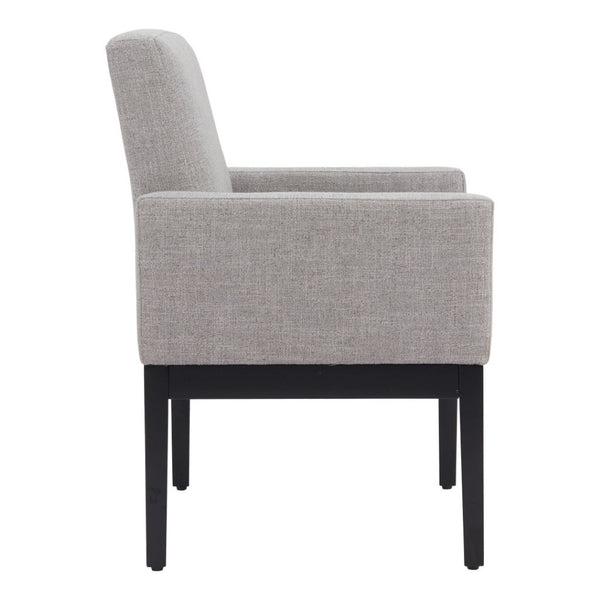 HomeRoots Gray Upholstered Fabric Dining Arm Chair – Modern Comfort with Stylish Black Legs for Versatile Use 576827