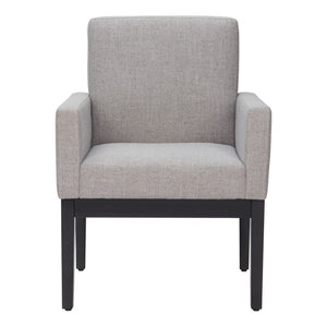 HomeRoots Gray Upholstered Fabric Dining Arm Chair – Modern Comfort with Stylish Black Legs for Versatile Use 576827