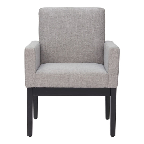 HomeRoots Gray Upholstered Fabric Dining Arm Chair – Modern Comfort with Stylish Black Legs for Versatile Use 576827