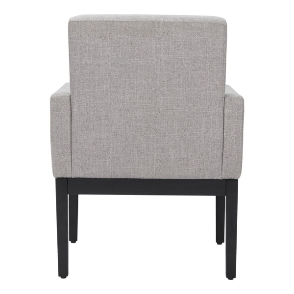 HomeRoots Gray Upholstered Fabric Dining Arm Chair – Modern Comfort with Stylish Black Legs for Versatile Use 576827