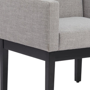 HomeRoots Gray Upholstered Fabric Dining Arm Chair – Modern Comfort with Stylish Black Legs for Versatile Use 576827