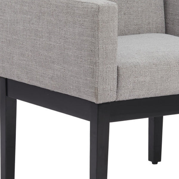 HomeRoots Gray Upholstered Fabric Dining Arm Chair – Modern Comfort with Stylish Black Legs for Versatile Use 576827