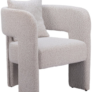 HomeRoots Gray Upholstered Dining Arm Chair - Stylish Open Back Design for Versatile Comfort in Any Space 576828