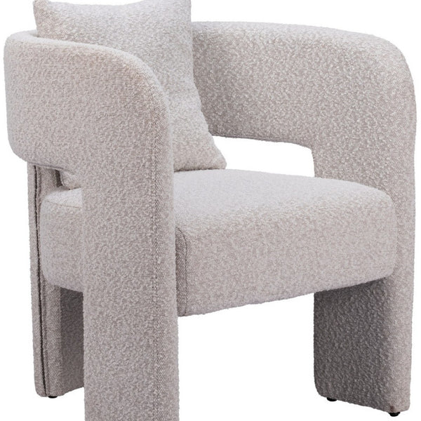 HomeRoots Gray Upholstered Dining Arm Chair - Stylish Open Back Design for Versatile Comfort in Any Space 576828