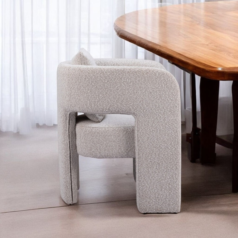 HomeRoots Gray Upholstered Dining Arm Chair - Stylish Open Back Design for Versatile Comfort in Any Space 576828