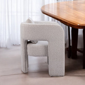 HomeRoots Gray Upholstered Dining Arm Chair - Stylish Open Back Design for Versatile Comfort in Any Space 576828