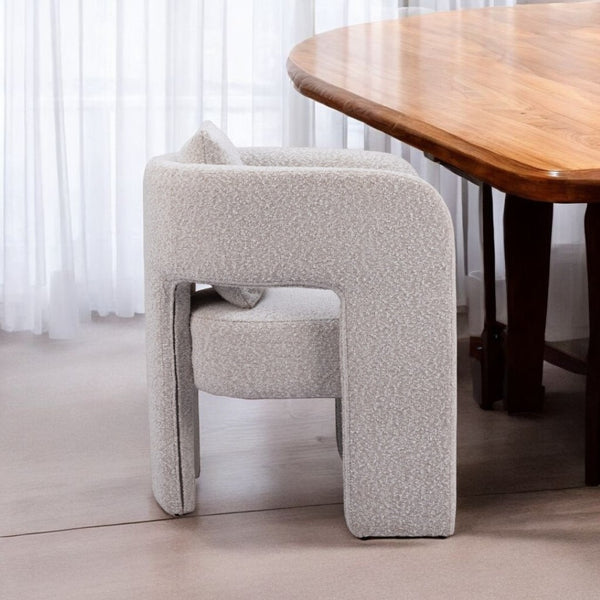 HomeRoots Gray Upholstered Dining Arm Chair - Stylish Open Back Design for Versatile Comfort in Any Space 576828