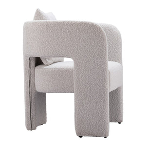 HomeRoots Gray Upholstered Dining Arm Chair - Stylish Open Back Design for Versatile Comfort in Any Space 576828