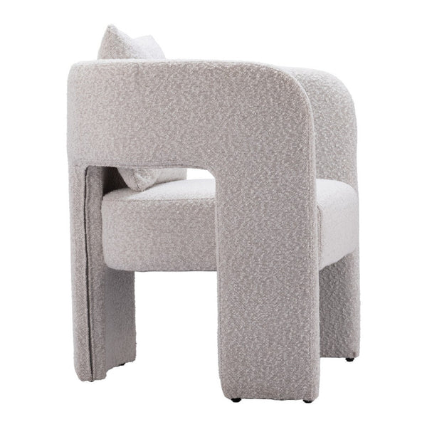 HomeRoots Gray Upholstered Dining Arm Chair - Stylish Open Back Design for Versatile Comfort in Any Space 576828