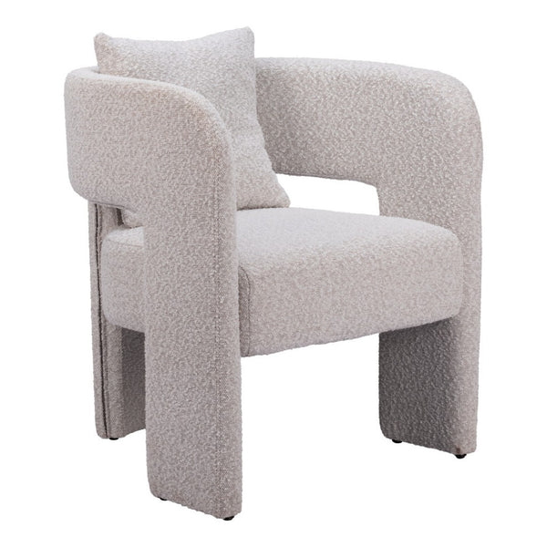 HomeRoots Gray Upholstered Dining Arm Chair - Stylish Open Back Design for Versatile Comfort in Any Space 576828