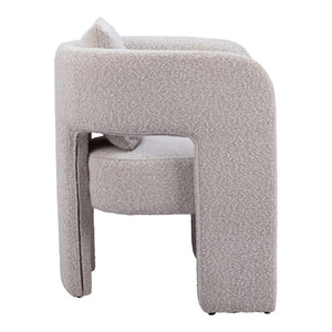 HomeRoots Gray Upholstered Dining Arm Chair - Stylish Open Back Design for Versatile Comfort in Any Space 576828