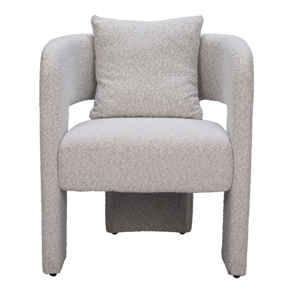 HomeRoots Gray Upholstered Dining Arm Chair - Stylish Open Back Design for Versatile Comfort in Any Space 576828