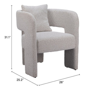 HomeRoots Gray Upholstered Dining Arm Chair - Stylish Open Back Design for Versatile Comfort in Any Space 576828